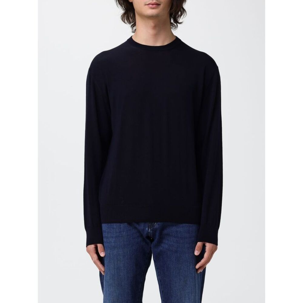 Paul & Shark Men Paul & Shark Pure Merino Wool Crewneck Jumper With Ribbed Trims